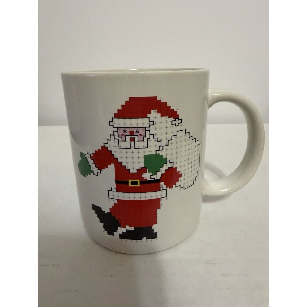 Vintage Santa Ceramic Mug Cross Stitch Needle Point Digital Lego Christmas Japan